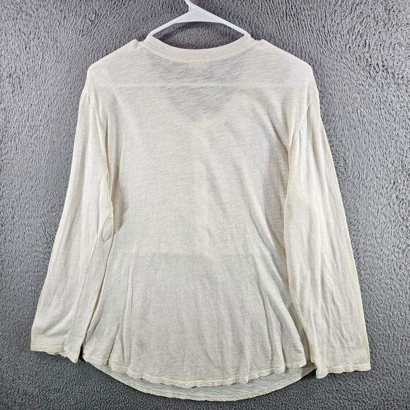 Reba Womens XL Cream Long Sleeve Henley Top Pintuck Woven Bib - Picture 6 of 9